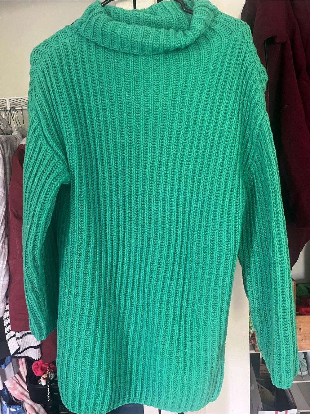 Forever 21 Green Chunky Knit Turtleneck Sweater